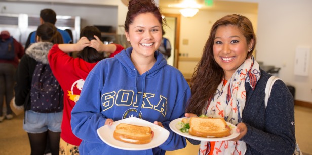 Image of two students at the Soka Bistro.