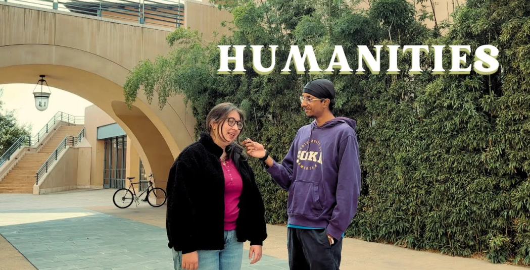 Two SUA students participate in an interview about the Humanities concentration on the SUA campus.