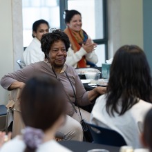 Attendees participate in a group discussion during the MLK Week community dialogue 