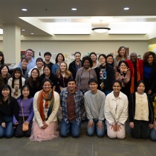 Attendees of a community dialogue for MLK Week pose for a group photo.