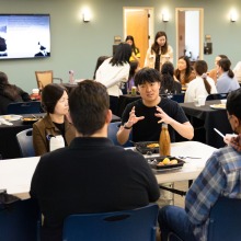 Attendees participate in a group discussion during the MLK Week community dialogue 