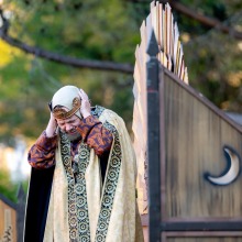 A Shakespeare by the Sea actor performs during the Summer at Soka performance