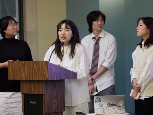 Kaori Nemoto, Chaerin Her, Sakura Kato, and Taka Matsumoto give a presentation during the symposium