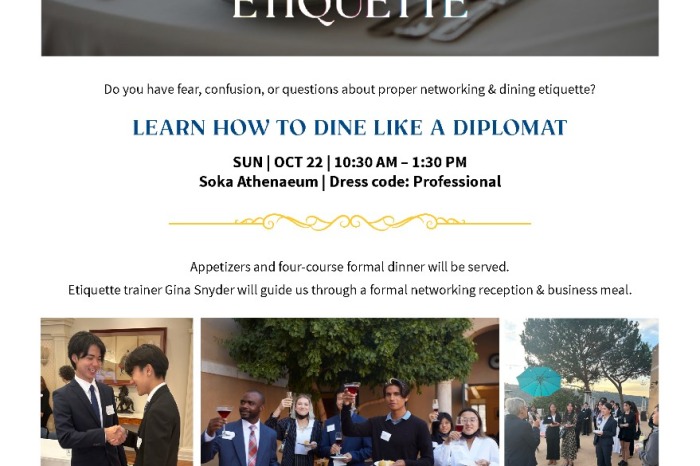 Formal Business Networking and Dining Etiquette Workshop