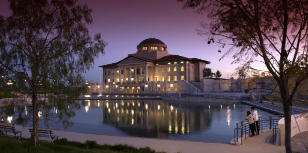 Founders Hall at dusk