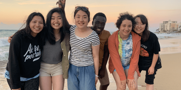 Soka University students at the beach