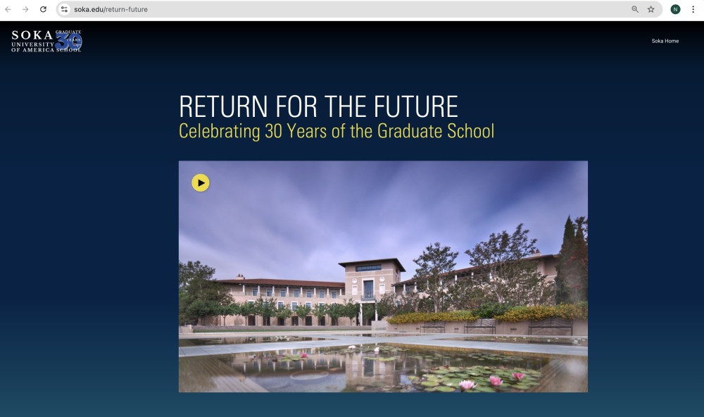 Screenshot of Soka's 30th Anniversary website page