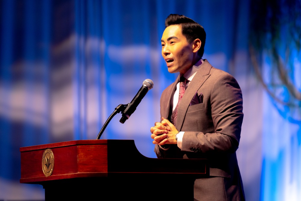 Gene Kang, the master of ceremonies, speaks during the 2024 Peace Gala.