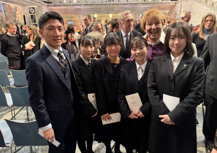 Daiki Katsukawa ’26 attends the 2024 Nobel Peace Prize ceremony with a delegation of high school Peace Messengers 