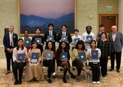 2024 scholarship awardees with university officials